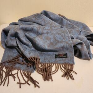 il Bisonte Scotland Lambswool Angora Blue Brown Long 72in X 58in Quiet Luxury